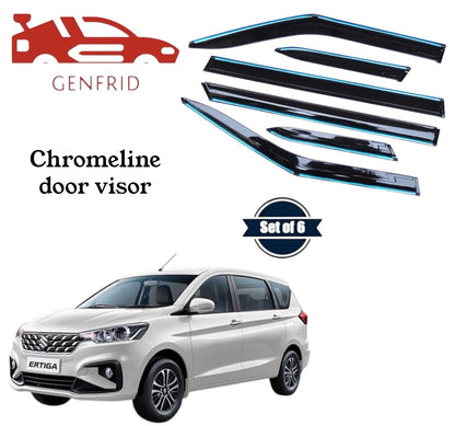 Genfrid Unbreakable Car Chromeline Window Door Visor For Maruti Ertiga 2018 - 24