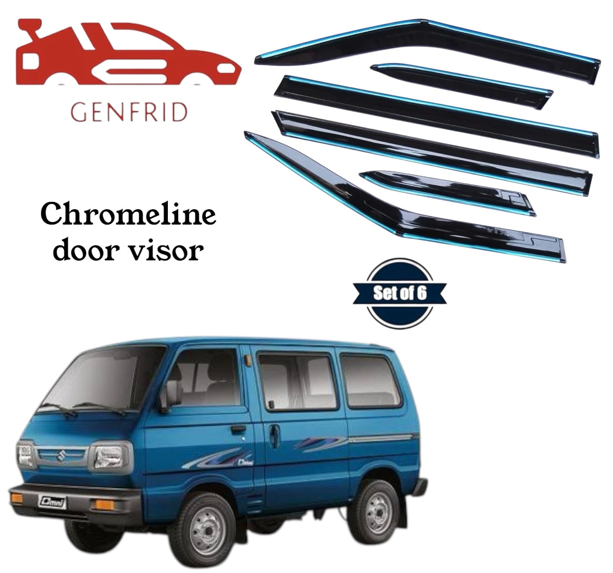 Genfrid Unbreakable Car Chromeline Window Door Visor For Maruti Omini (van)