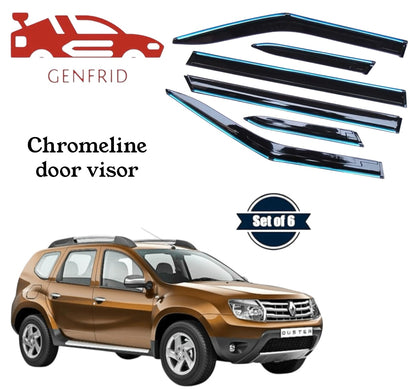 Genfrid Unbreakable Car Chromeline Window Door Visor For Renault Duster